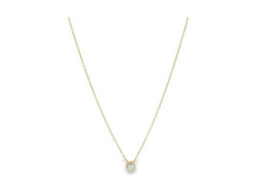 18K Yellow Gold Pendant Necklace with Natural Solitaire Diamond